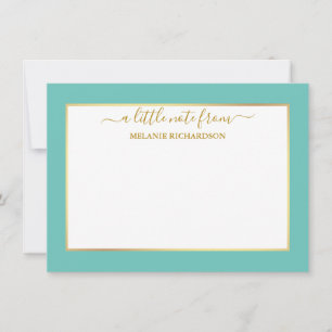 Carte De Correspondance Cadre Or élégant - Choisir la taille - Turquoise
