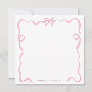 Carte De Correspondance Cadre ruban à nœud rose blush chic féminin