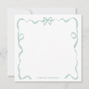 Carte De Correspondance Cadre ruban bow vert menthe chic féminin