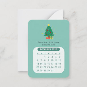 Carte De Correspondance Calendrier mensuel kawaii motivant de décembre 202