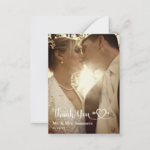 Carte De Correspondance Calligraphie cardiaque Photo Mariage Budget du Mer