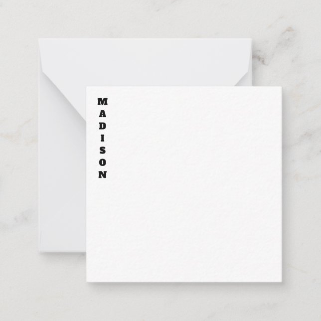 Carte De Correspondance Calligraphie de nom élégante noir et blanc (Devant)