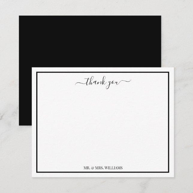 Carte De Correspondance Calligraphie de remerciement en écriture moderne (Devant / Derrière)