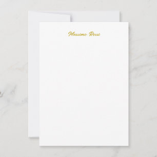 Carte De Correspondance Calligraphie Élégant Or Blanc Simple Nom