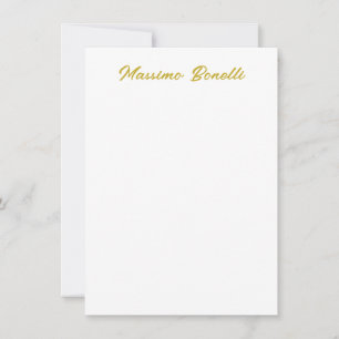Carte De Correspondance Calligraphie Élégant Or Blanc Simple Nom