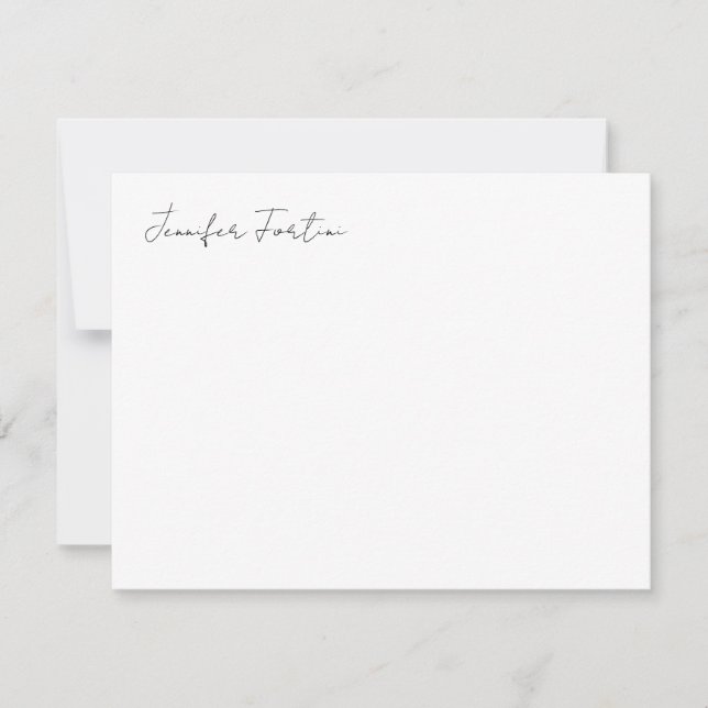 Carte De Correspondance Calligraphie Élégante Noir & Blanc Plaine Simple (Devant)