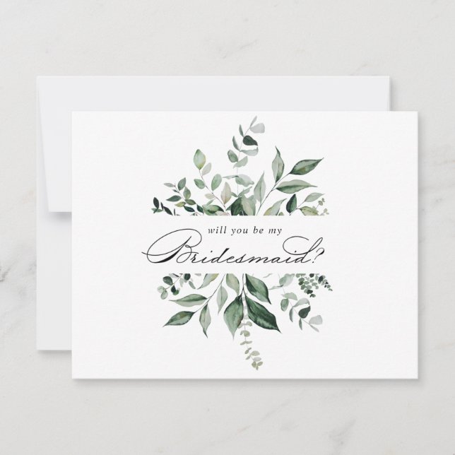Carte De Correspondance Calligraphie Green Bridesmaid Fiche de proposition (Devant)