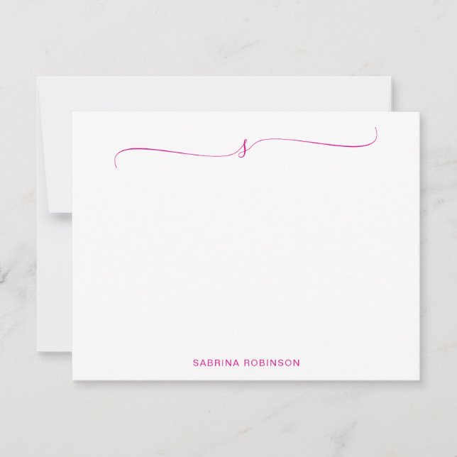 Carte De Correspondance Calligraphie magenta minimaliste classique (Devant)