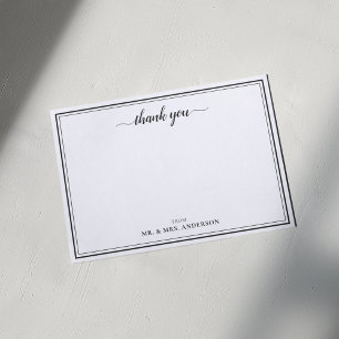 Carte De Correspondance Calligraphie Moderne de Remerciement de Mariage