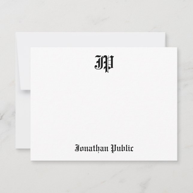 Carte De Correspondance Calligraphie Monogramme Classique Nostalgique Vieu (Devant)