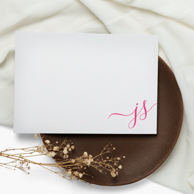 Carte De Correspondance Calligraphie monogramme rose vif (Créateur téléchargé)