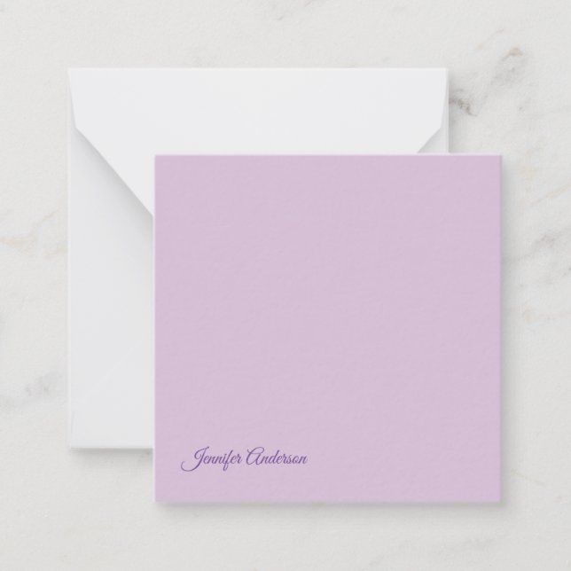 Carte De Correspondance Calligraphie Pastel Thistle Rose Nom personnalisé (Devant)