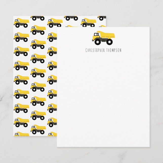 Carte De Correspondance Camion à benne Camions de construction Enfants  (Devant / Derrière)