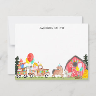 Carte De Correspondance Camion de fête d'anniversaire Animaux de la ferme 