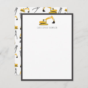 Carte De Correspondance Camions de construction d'excavatrice Outils pour 