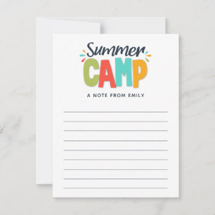 Carte De Correspondance Camping d'été une note pour les enfants s'amuser