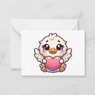 Carte De Correspondance Canard aile adorable avec coeur d'amour