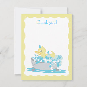 Carte De Correspondance Canard jaune dans le lit plat Merci note
