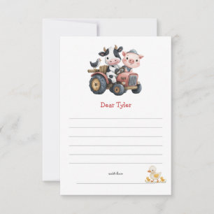 Carte De Correspondance Capsule Temporelle Anniversaire Animaux de Ferme M