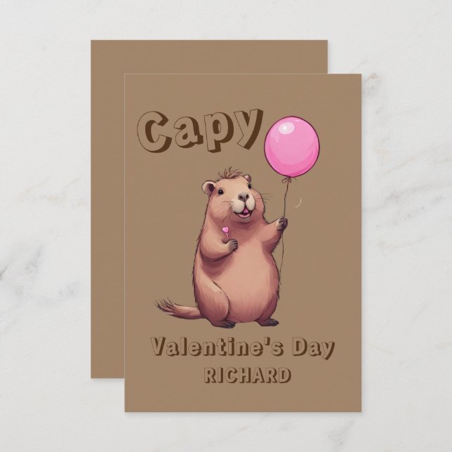 Carte De Correspondance Capy Valentine's Day Capybara classe (Devant / Derrière)