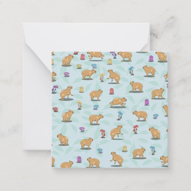 Carte De Correspondance Capybara et mushroom pattern (Devant)