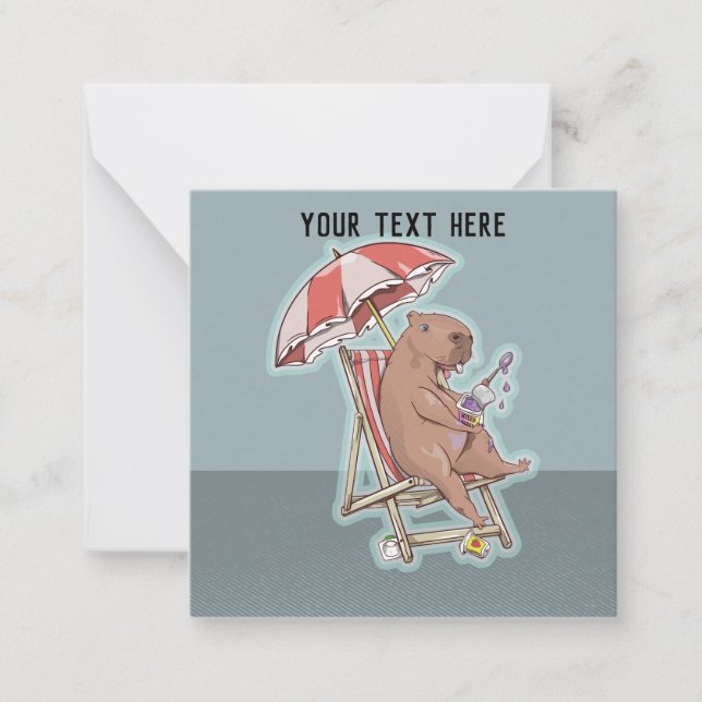 Carte De Correspondance Capybara Manger Yogourt (Devant)