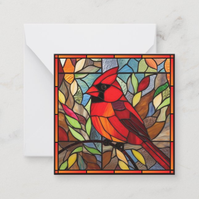 Carte De Correspondance Cardinal de Noël en verre coloré (Devant)