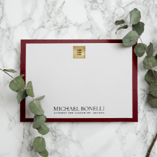 Carte De Correspondance Cardinal Rouge Cuir Or CARRÉ Logo Monogramme