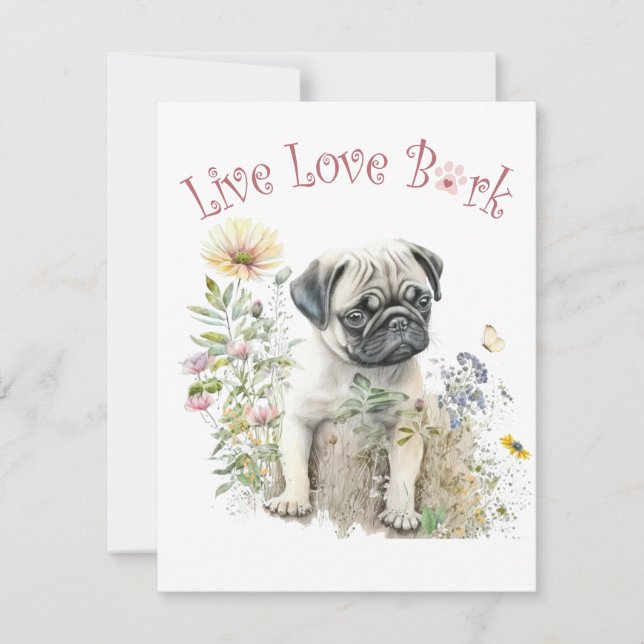 Carte De Correspondance Carlin Chien Maman Florale (Devant)
