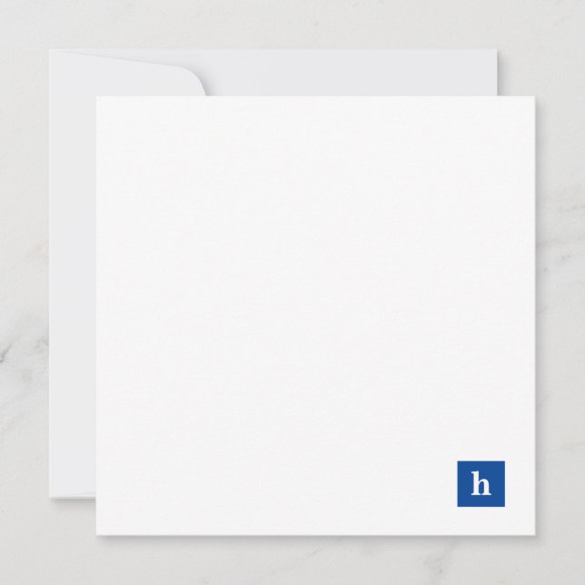 Carte De Correspondance Carré classique Monogramme Personnalisé Marine Ble (Devant)