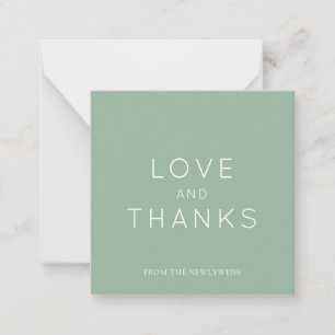 Carte De Correspondance Carré de Mariage minimaliste de Merci vert Sage