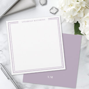 Carte De Correspondance Carré de monogramme à double bordure violette