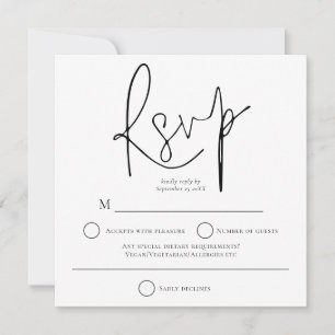 Carte De Correspondance Carré Mariage noir simple RSVP
