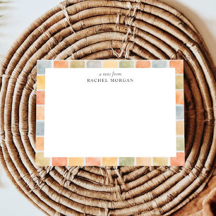 Carte De Correspondance Carreaux aquarelle Boho couleurs terreuses douces