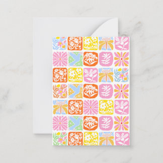 Carte De Correspondance Carrelage floral coloré Botanique Folk Whimsical