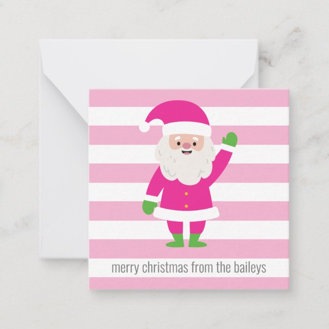Carte De Correspondance Cartes-Cadeaux Pink & Green Père Noël (Devant)