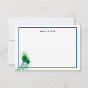 Carte De Correspondance Cartes-Plumes Peacock à note plate