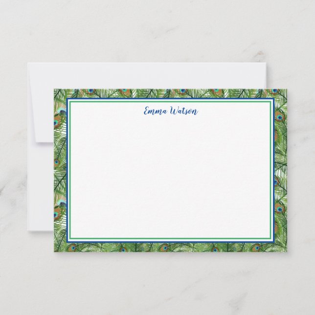 Carte De Correspondance Cartes-Plumes Peacock à note plate (Devant)