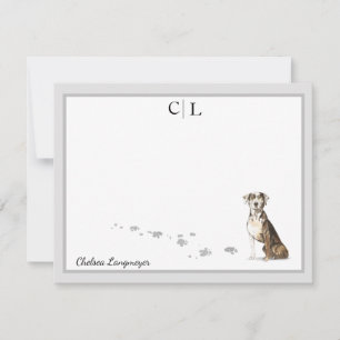 Carte De Correspondance Catahoula Hound Dog Grey Bordure Nom