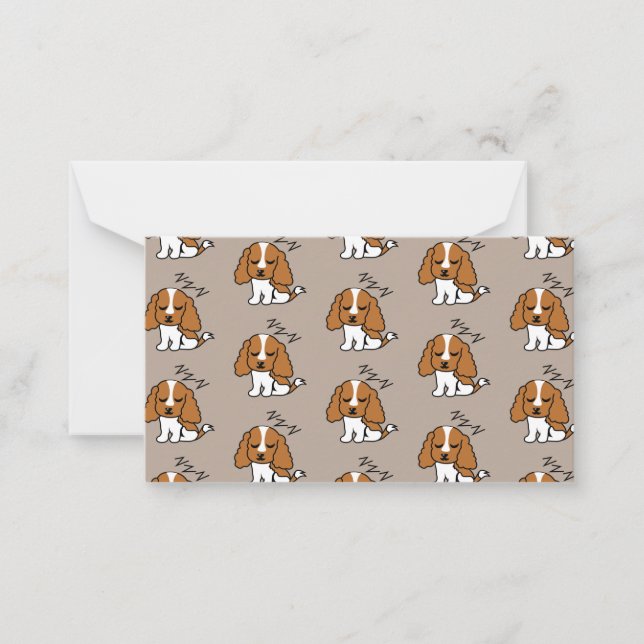 Carte De Correspondance Cavalier King Charles Spaniel Chien Endormi ZZZ An (Devant)