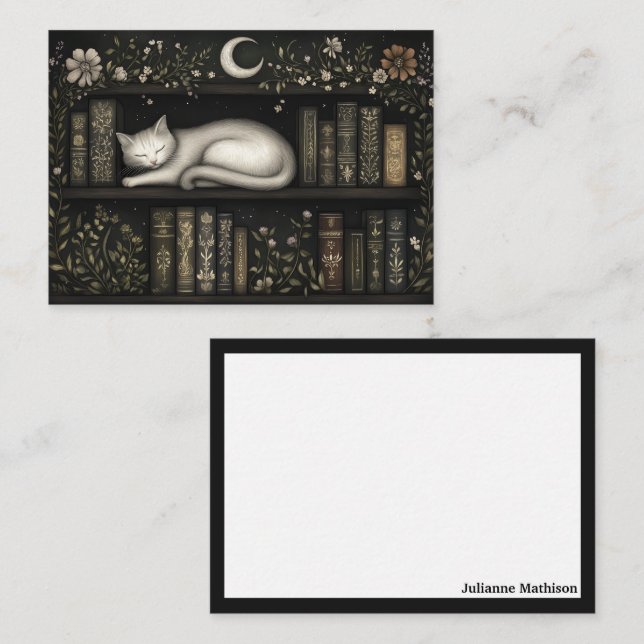 Carte De Correspondance Celestial Cat Bookish Note Cards (Devant / Derrière)