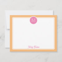 Cercle Monogramme Preppy rose et orange Sherbet