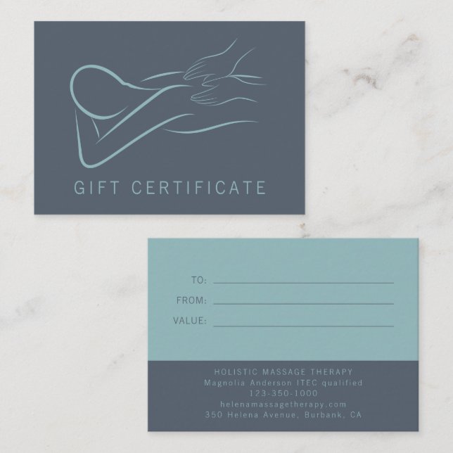 Carte De Correspondance Certificat cadeau de massothérapeute avec envelopp (Devant / Derrière)