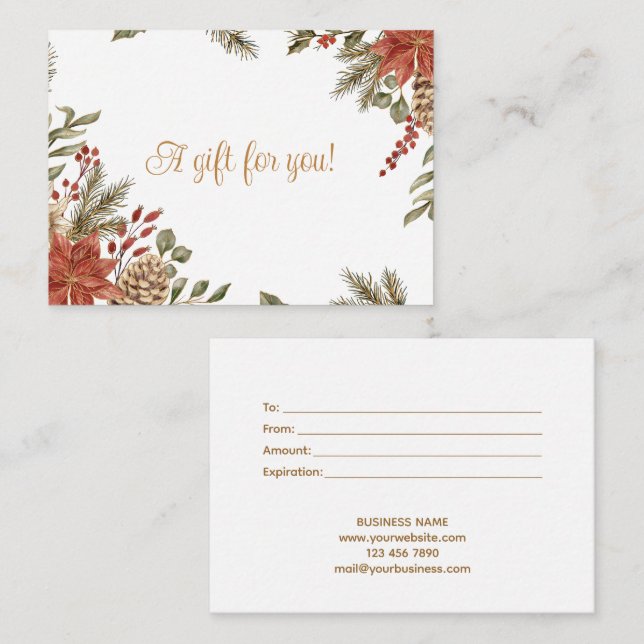 Carte De Correspondance Certificat cadeau de Noël d'affaires (Devant / Derrière)