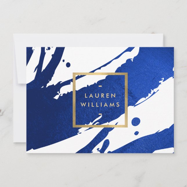 Carte De Correspondance Certificat cadeau Indigo Blue Brushstrokes Abstrai (Devant)