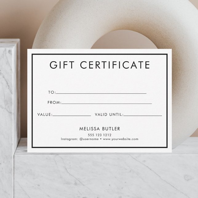 Carte De Correspondance Certificat-cadeau - Minimaliste (Créateur téléchargé)