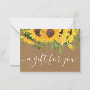 Carte De Correspondance Certificat cadeau Sunflower Kraft pour petites ent