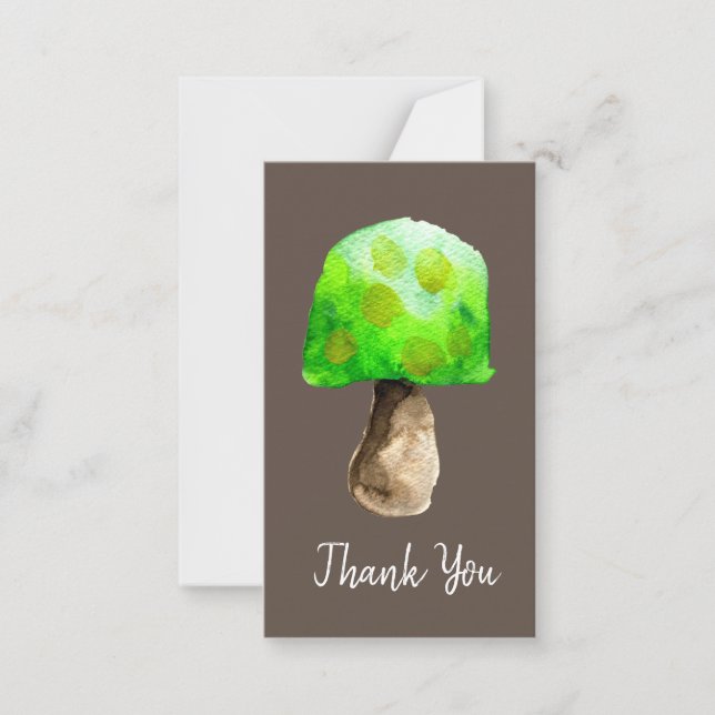 Carte De Correspondance Champignon vert aquarelle champignons mignons (Devant)