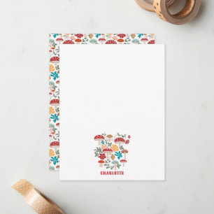 Carte De Correspondance Champignons et fleurs du milieu du siècle moderne 