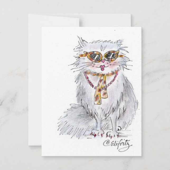 Carte De Correspondance Chat déguisé pour la fête (Devant)